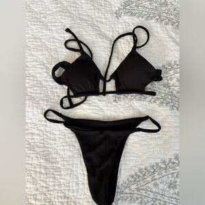 Zaful Black Strappy Bikini Set